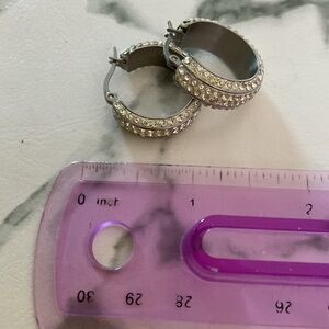 Silver Crystal-Accent Hoop Earrings - Women Jewelry